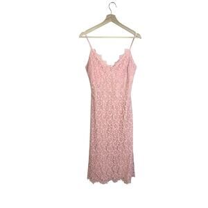 618 Six One Eight Pink Lace Strappy Lined Dress V-Neck Size M
